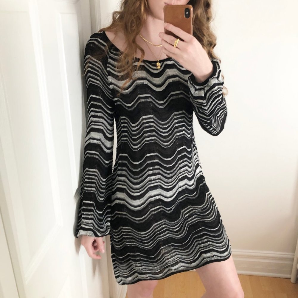 Missoni Retro Balloon Sleeve Chevron Knit Dress - Picture 1 of 5